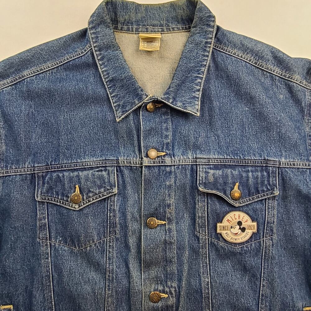 Vtg Disney Store Mickey Mouse Always in Character Denim Jean Jacket Embroidered